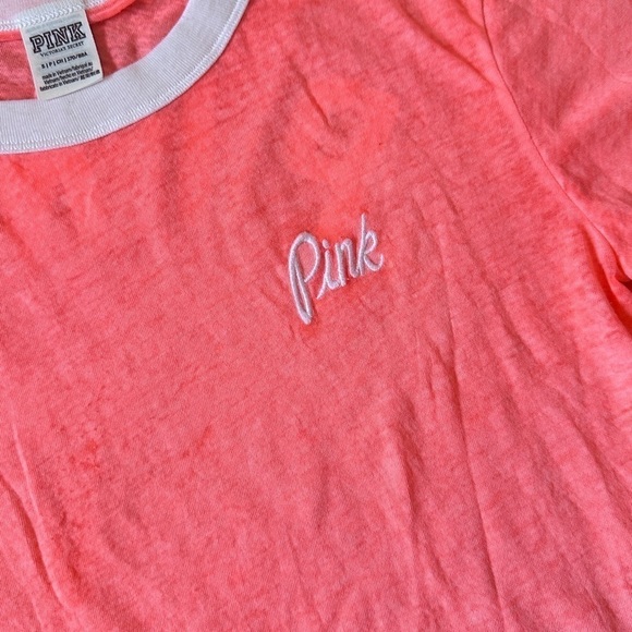 #27 PINK Victoria's Secret Ringer Tee in Burn Out Orange - Picture 2 of 4